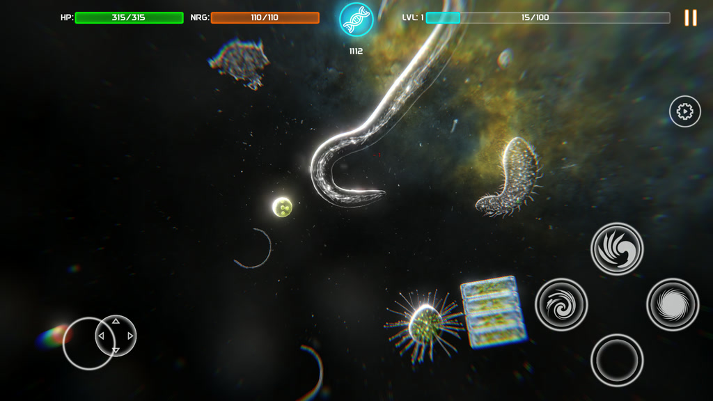 Bionix organism swimming through a colony of cells