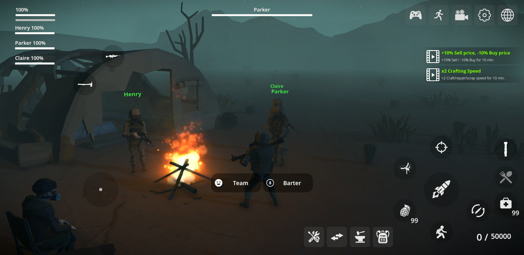 Player exploring a ruined settlement in Dead Wasteland