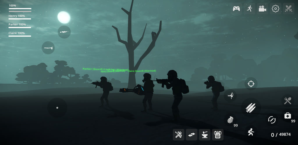 The crafting screen with weapon parts and modifications